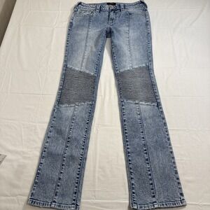 JEANS STRAIGHT True Religion WOMEN 27X32 Moto RIBBED KNEE PANEL  BILLIE MID RISE